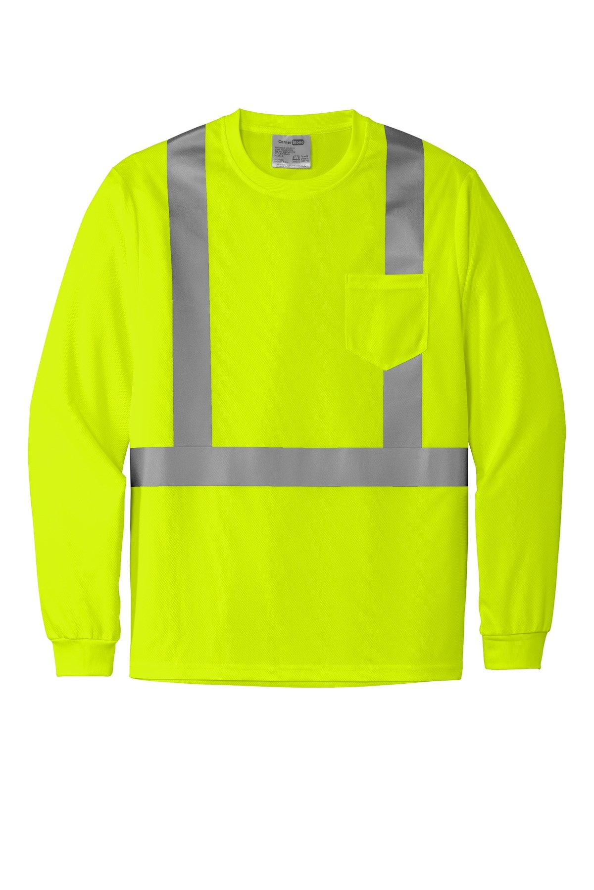CornerStone ® ANSI 107 Class 2 Mesh Long Sleeve Tee. CS201 - Image 3