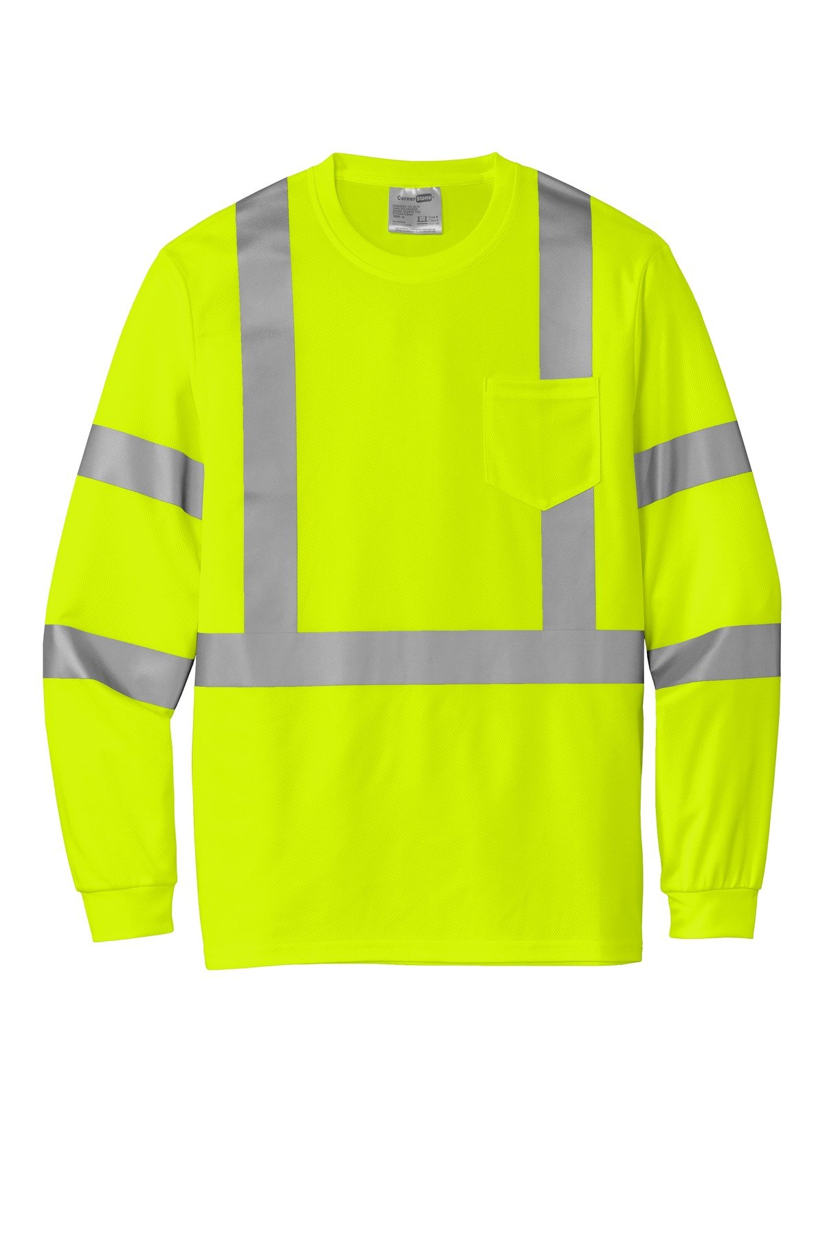 CornerStone ® ANSI 107 Class 3 Mesh Long Sleeve Tee. CS203 - Image 3