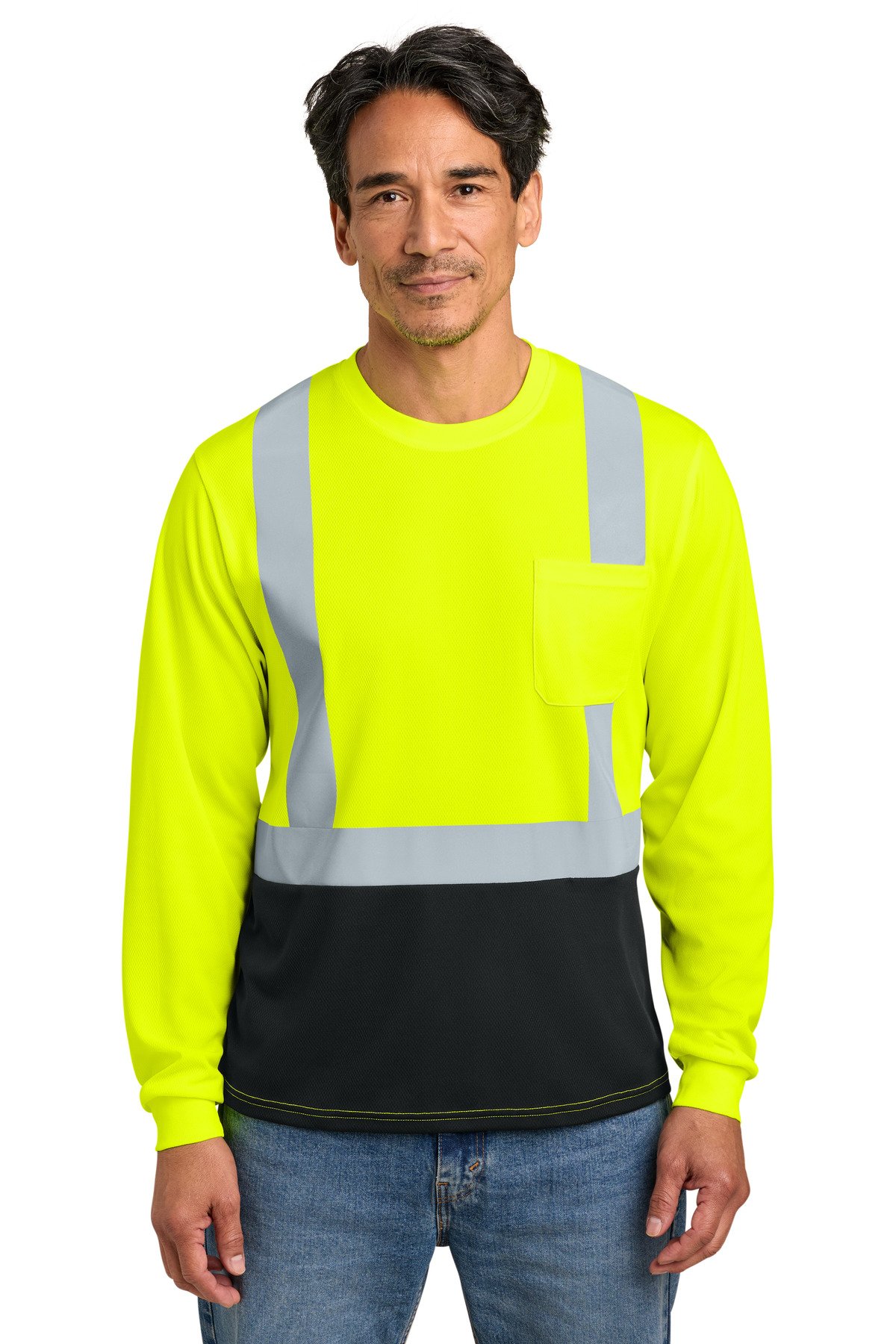 CornerStone ® ANSI 107 Class 2 Long Sleeve Mesh Blocked Tee CS207