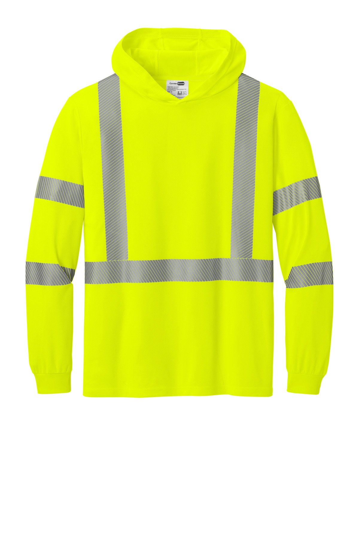 CornerStone ® ANSI 107 Class 3 Long Sleeve Segmented Tape Hooded Tee CS208 - Image 3