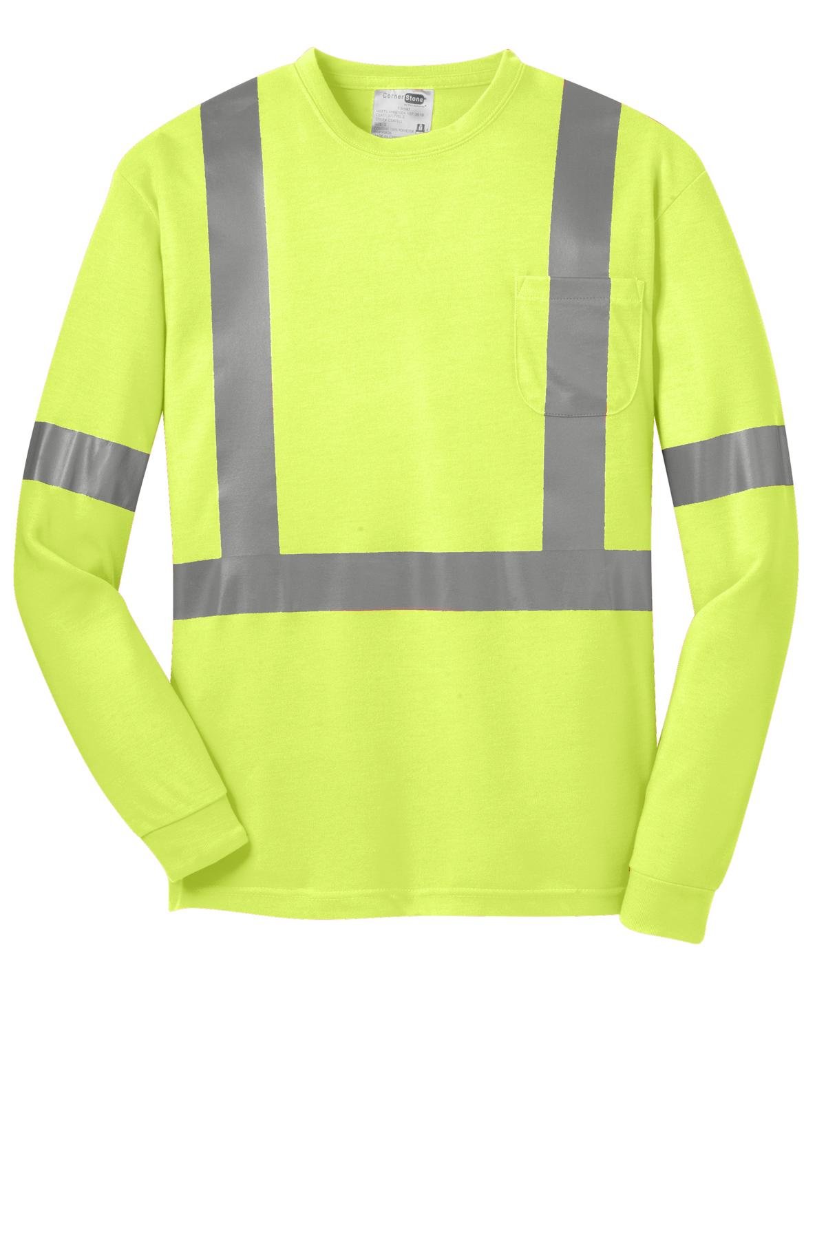 CornerStone ® ANSI 107 Class 2 Long Sleeve Safety T-Shirt. CS401LS - Image 3