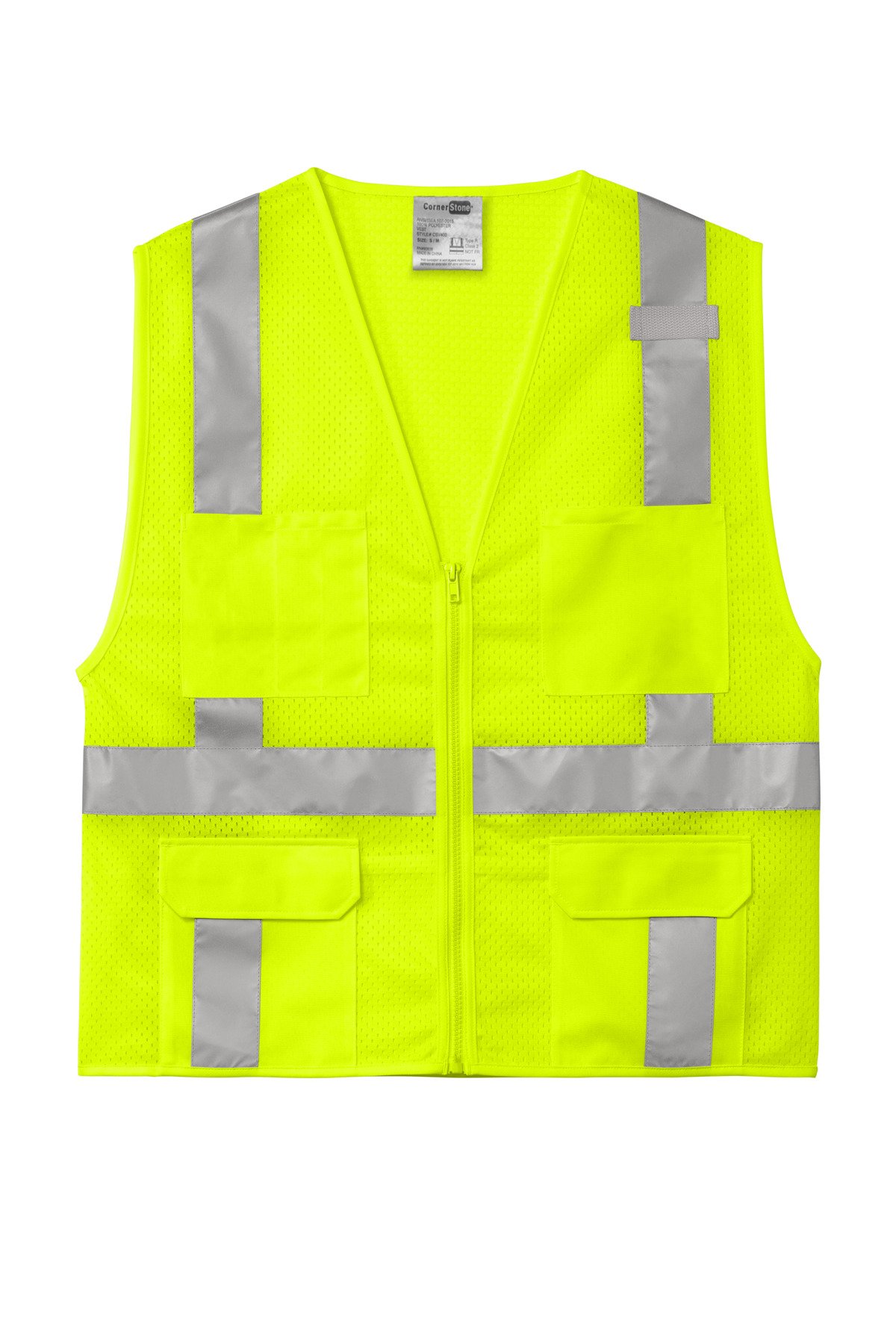 CornerStone ® ANSI 107 Class 2 Mesh Six-Pocket Zippered Vest. CSV104 - Image 3