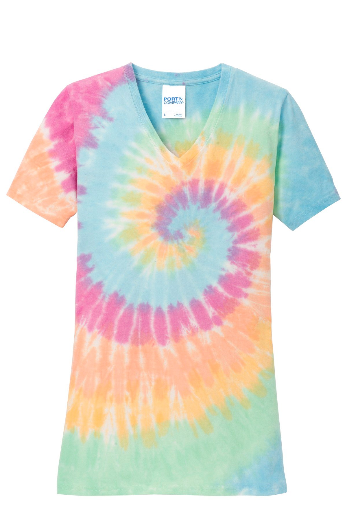 Port & Co Women's Tie-Dye V-Neck Tee. LPC147V - Image 3