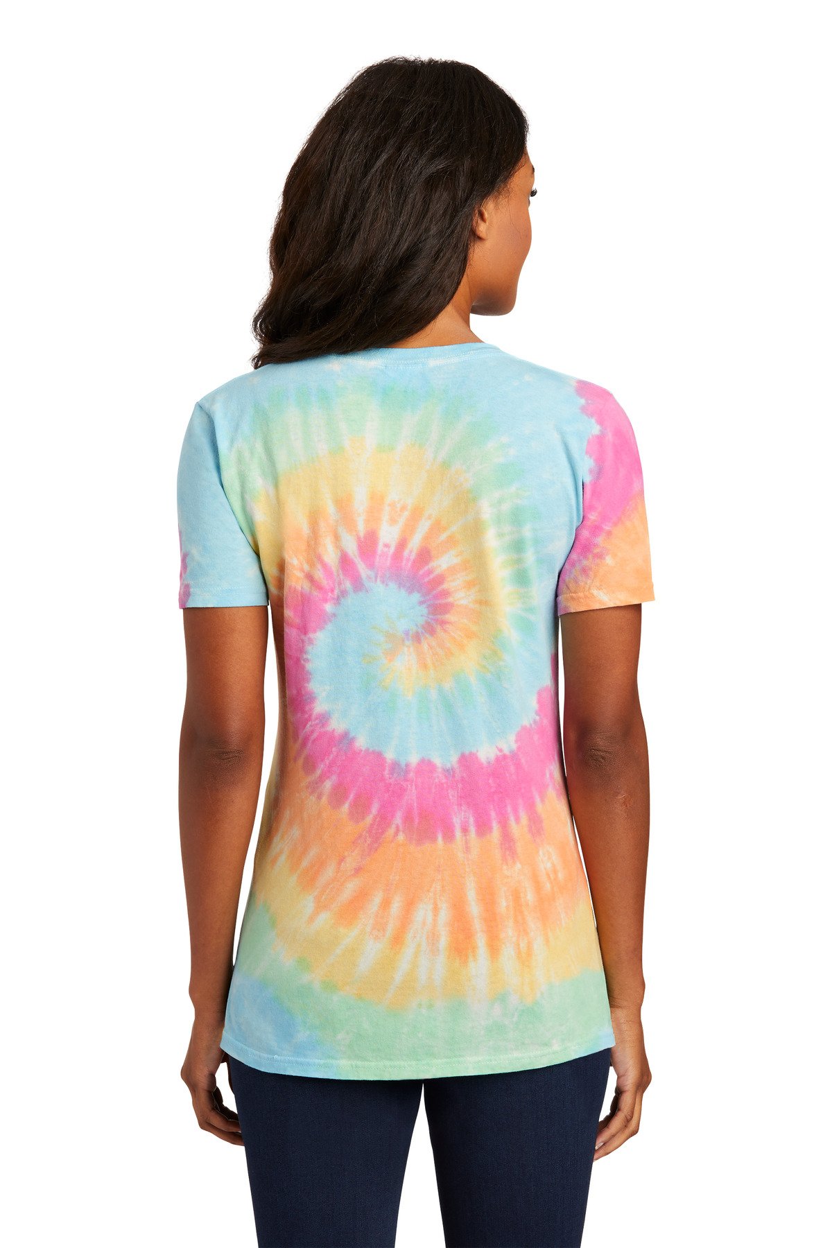 Port & Co Women's Tie-Dye V-Neck Tee. LPC147V - Image 2