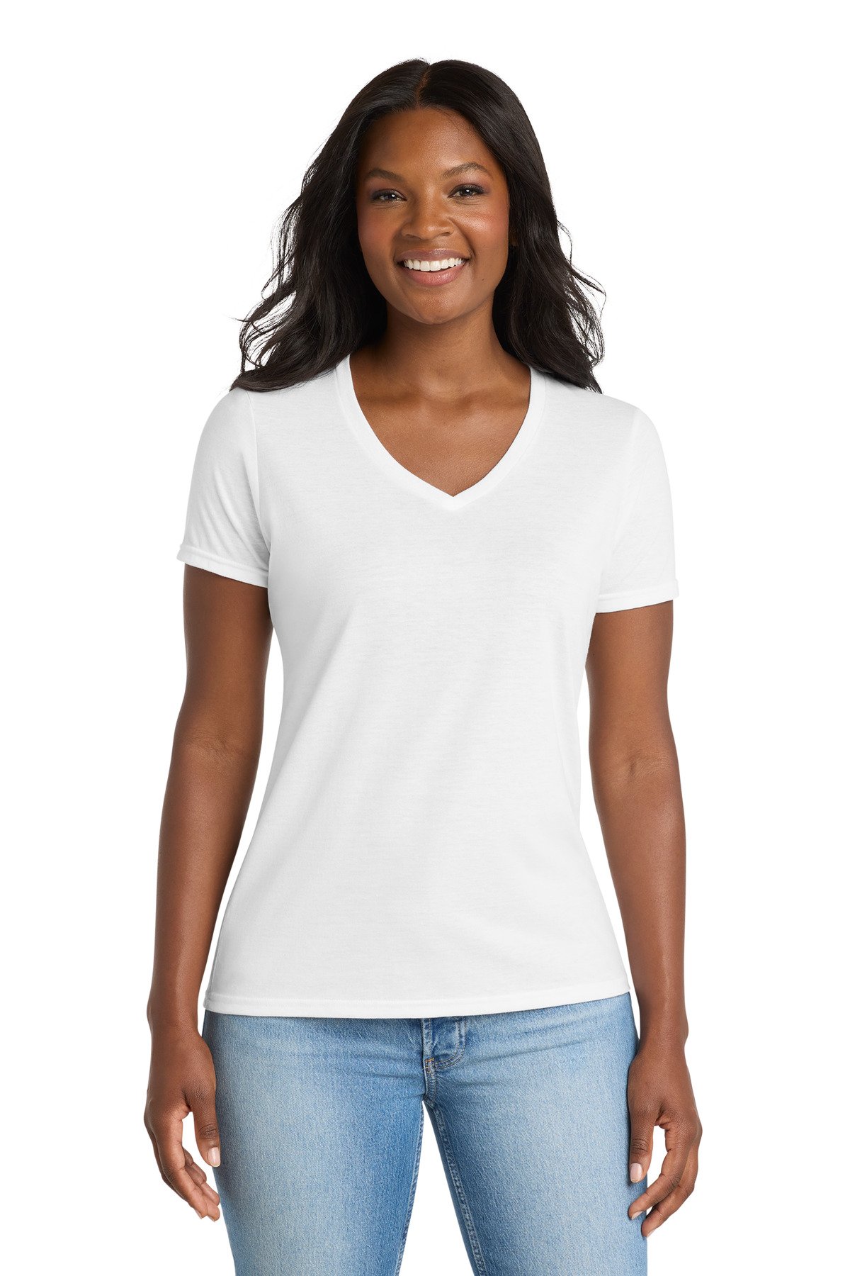 Port & Co Women's Performance Blend V-Neck Tee. LPC381V