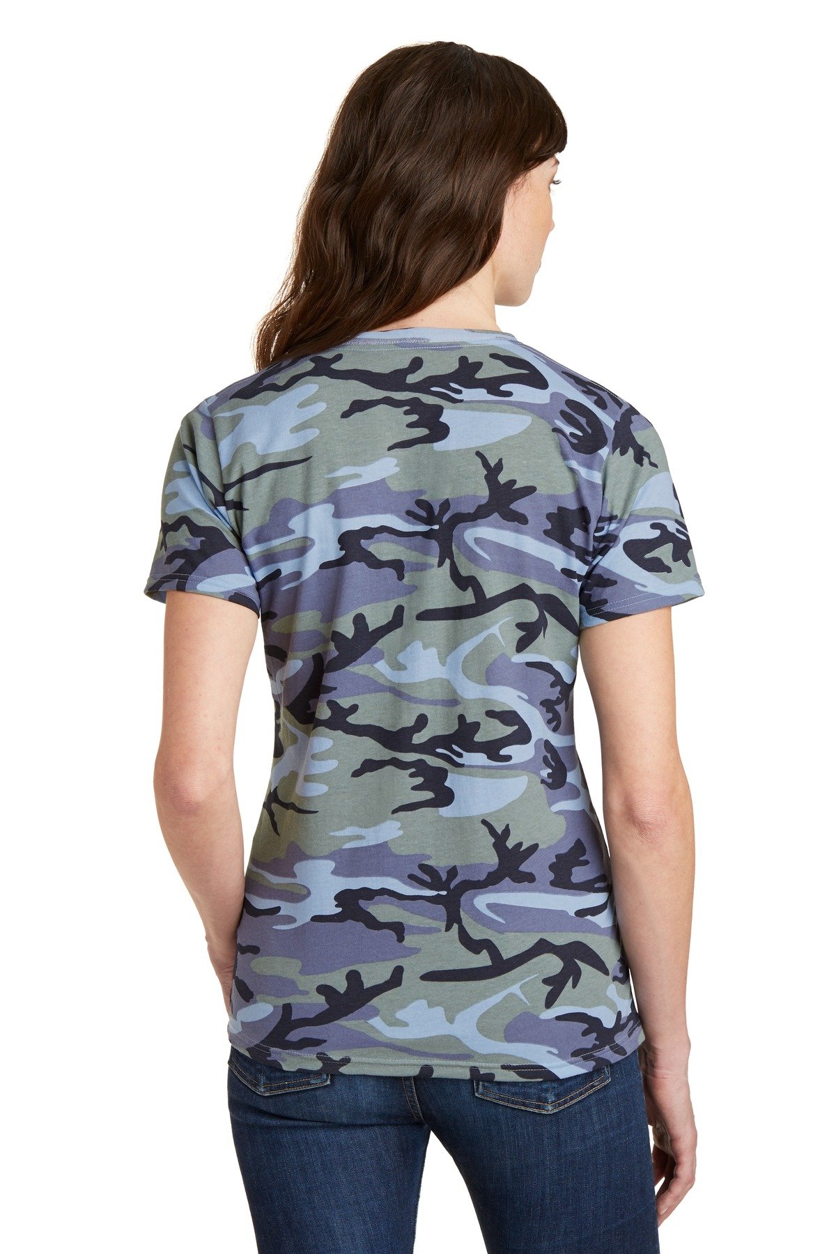 DISCONTINUED Port & Company ® Ladies Core Cotton Camo V-Neck Tee. LPC54VC - Image 2