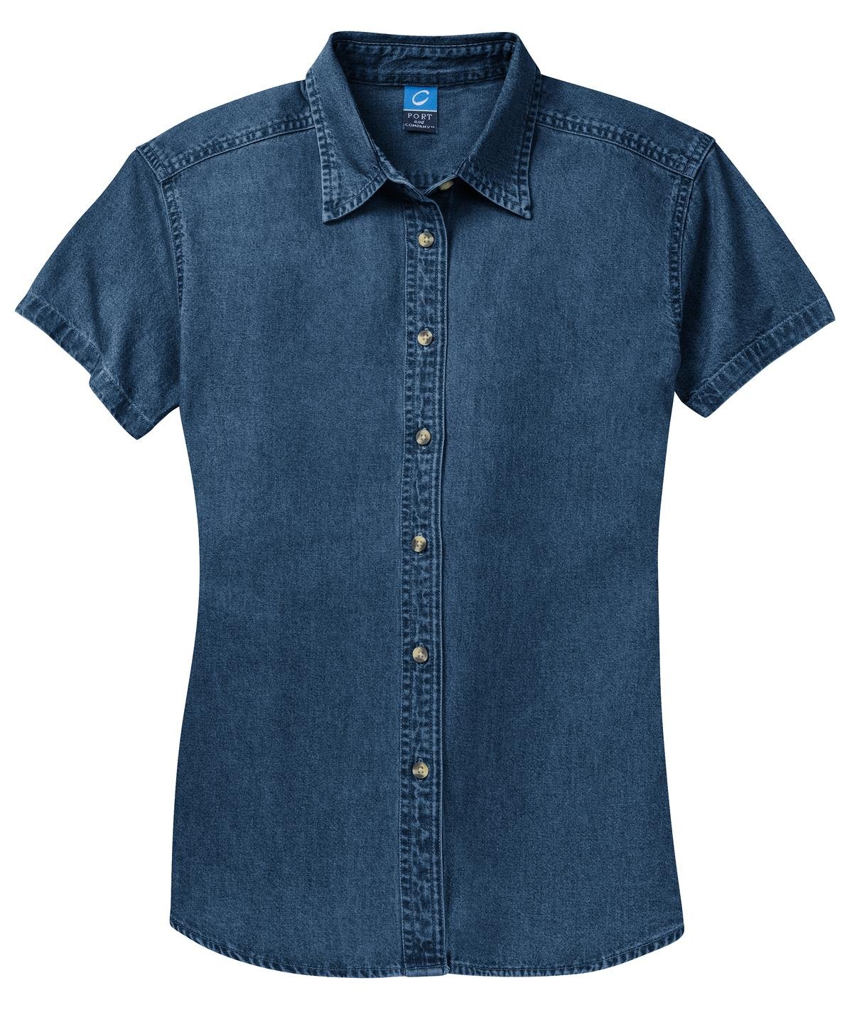Port & Co Women's Short Sleeve Value Denim Shirt. LSP11 - Image 3