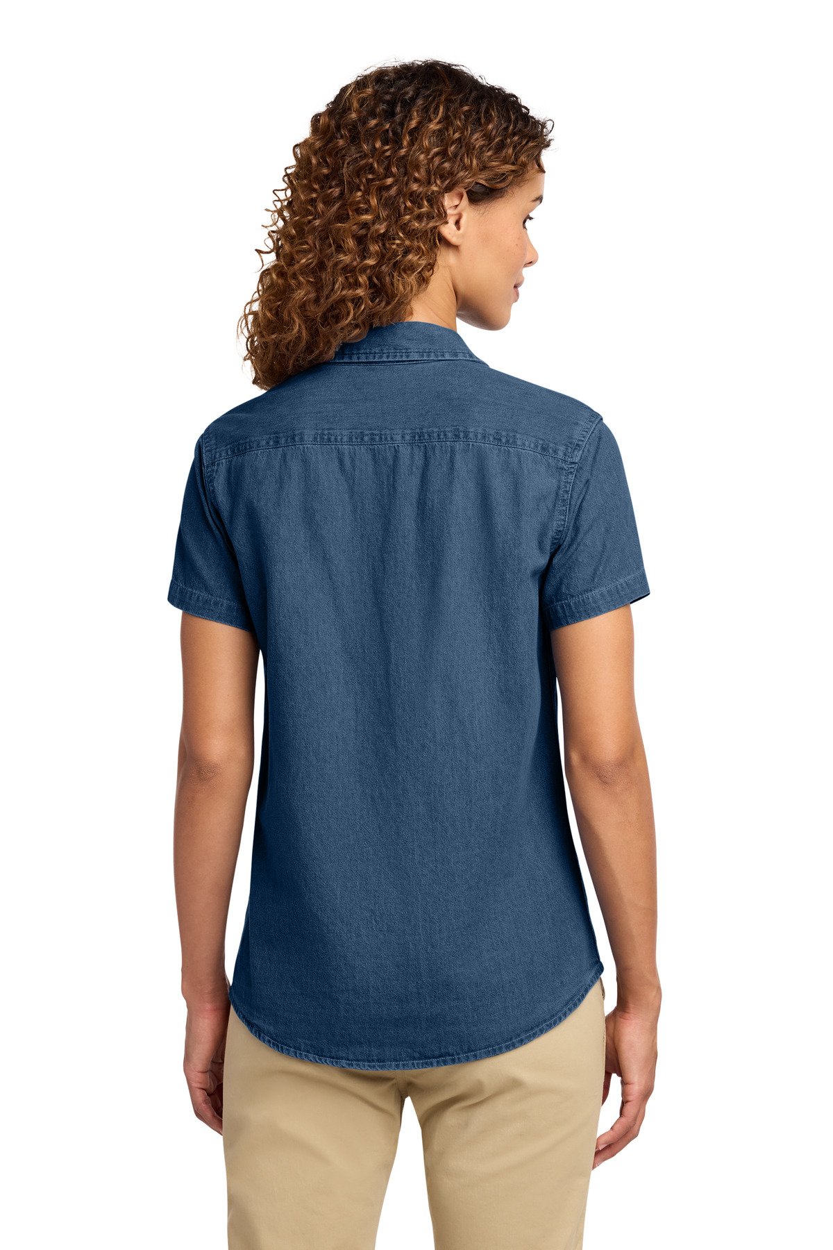 Port & Co Women's Short Sleeve Value Denim Shirt. LSP11 - Image 2