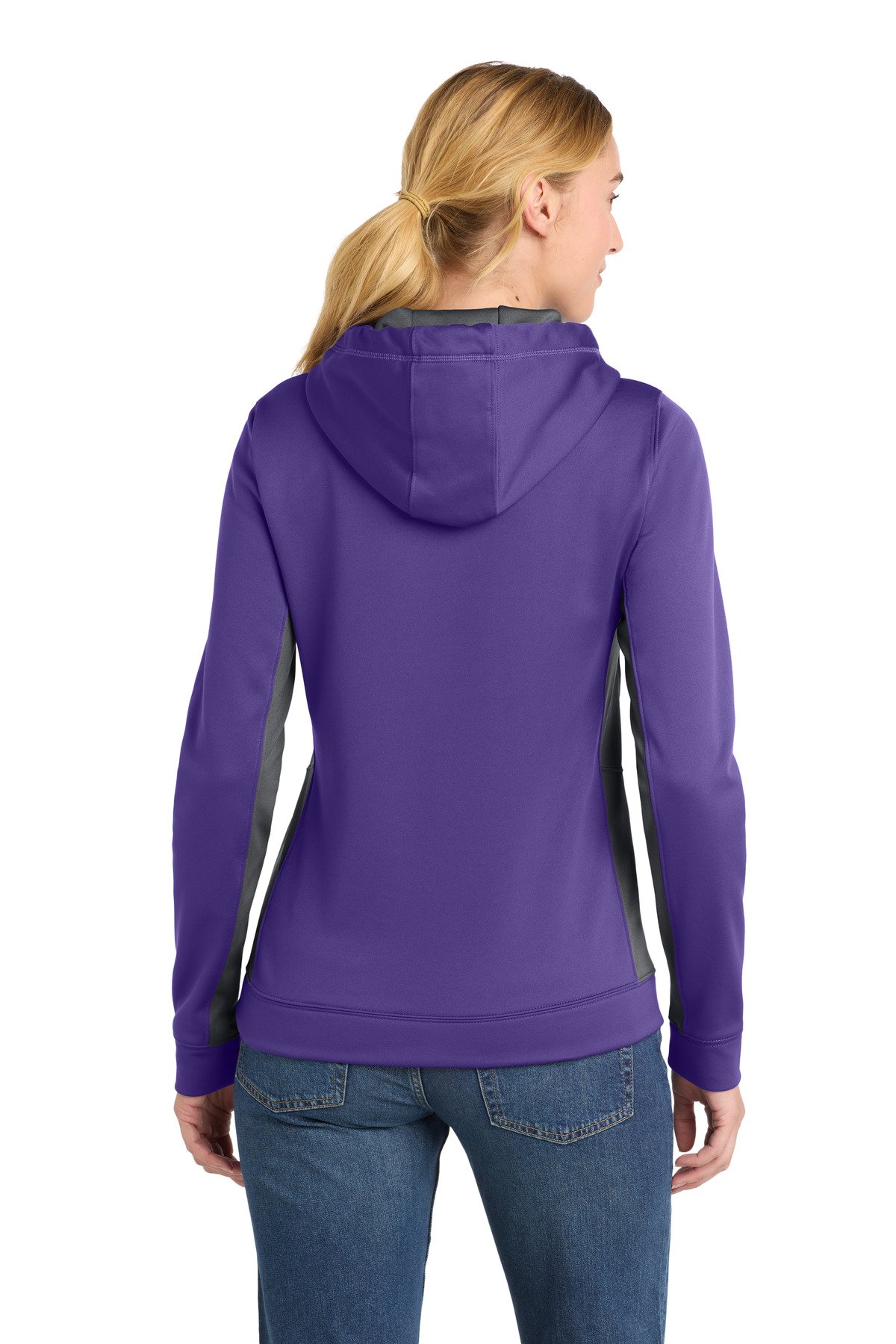DISCONTINUED Sport-Tek ® Women's Sport-Wick ® Fleece Colorblock Hooded Pullover. LST235 - Image 2