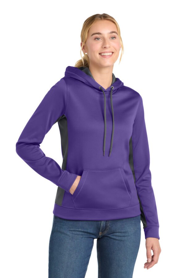 DISCONTINUED  Sport-Tek ®  Women's Sport-Wick ®  Fleece Colorblock Hooded Pullover. LST235