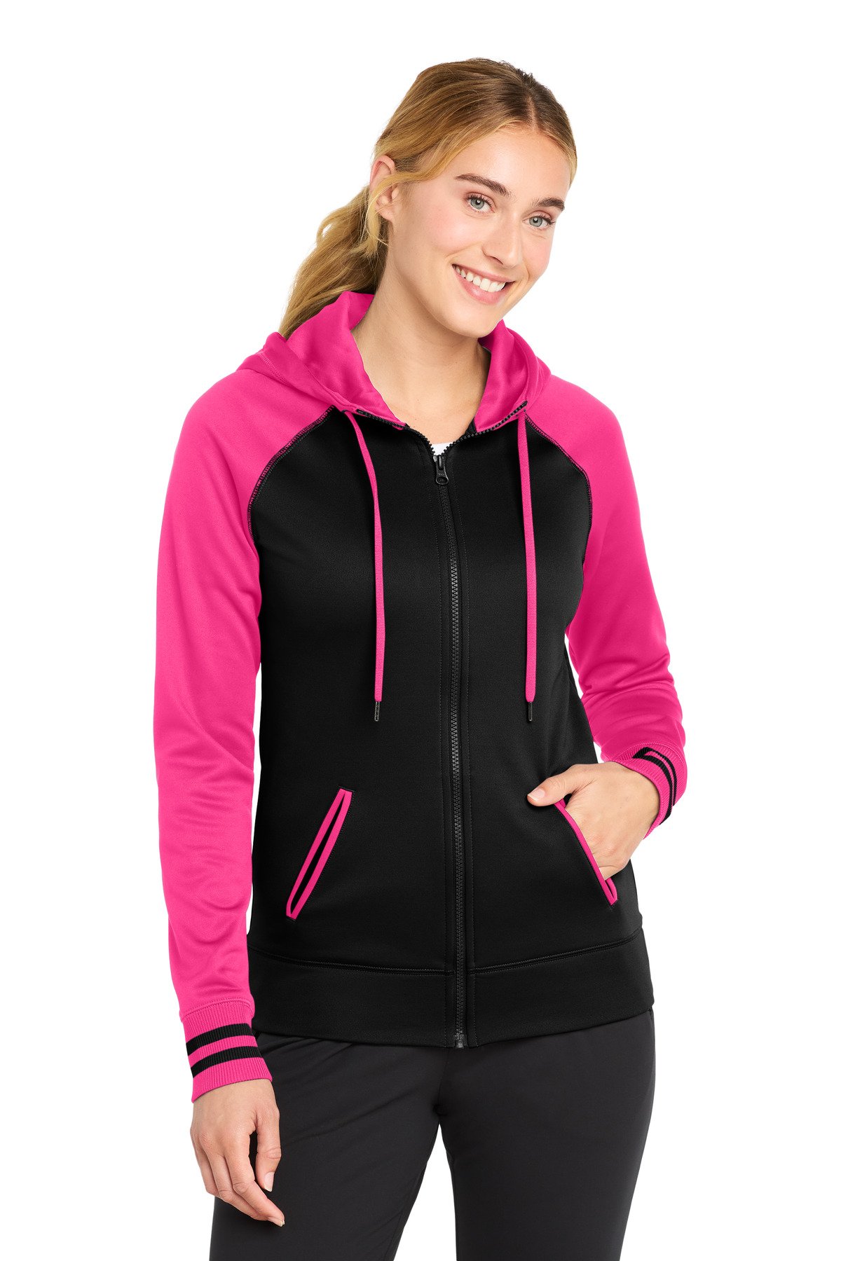 Sport-Tek ® Women's Sport-Wick ® Varsity Fleece Full-Zip Hooded Jacket. LST236