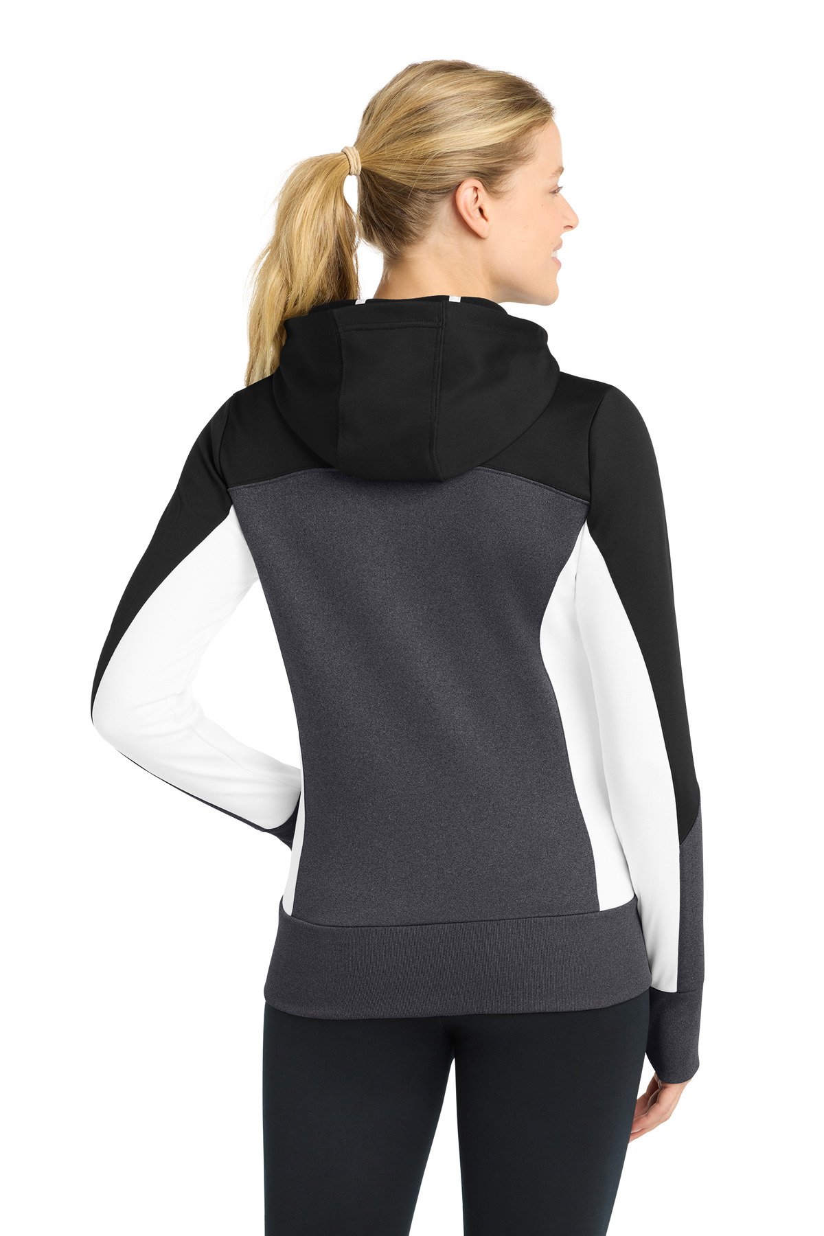 DISCONTINUED Sport-Tek ® Women's Tech Fleece Colorblock Full-Zip Hooded Jacket. LST245 - Image 2