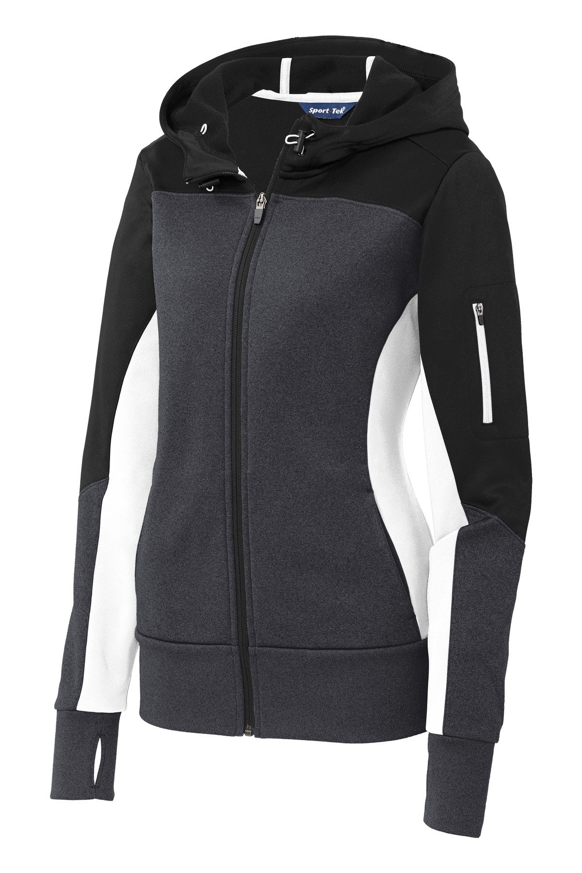DISCONTINUED Sport-Tek ® Women's Tech Fleece Colorblock Full-Zip Hooded Jacket. LST245 - Image 3