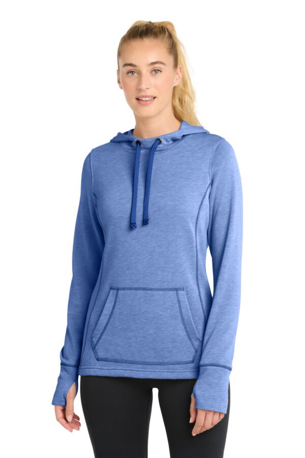 Sport-Tek  ®  Women's PosiCharge  ®  Tri-Blend Wicking Fleece Hooded Pullover. LST296