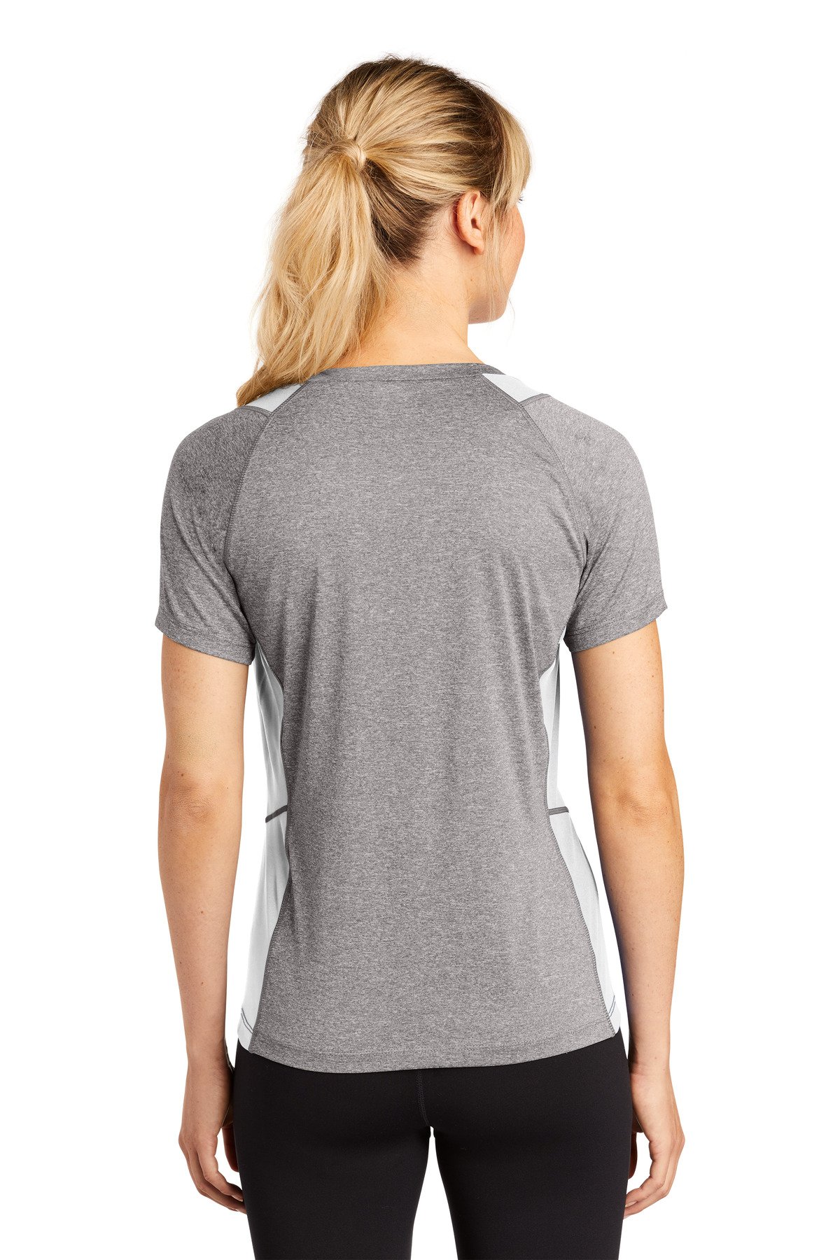 DISCONTINUED Sport-Tek ® Women's Heather Colorblock Contender V-Neck Tee. LST361 - Image 2