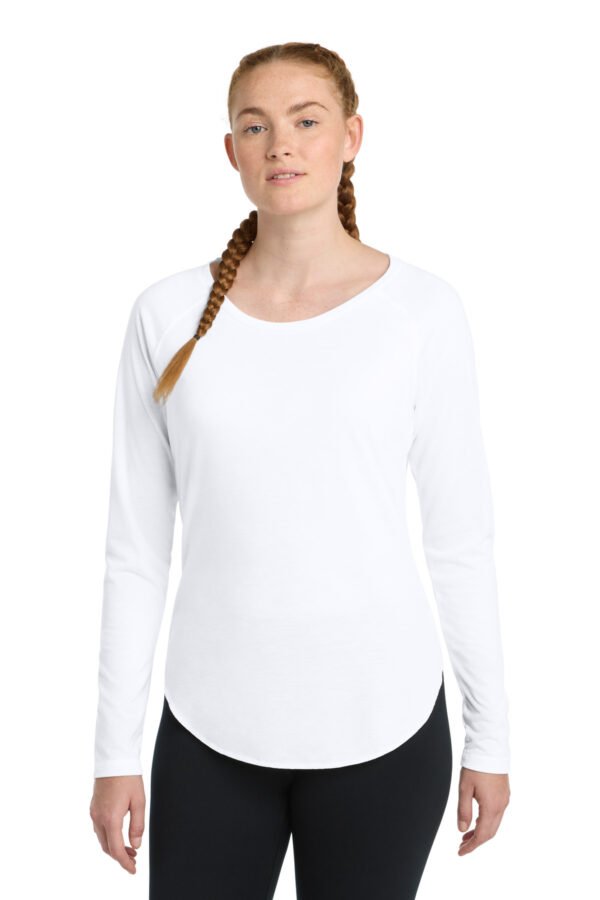 DISCONTINUED Sport-Tek ® Women's PosiCharge ® Long Sleeve Tri-Blend Wicking Scoop Neck Raglan Tee LST400LS