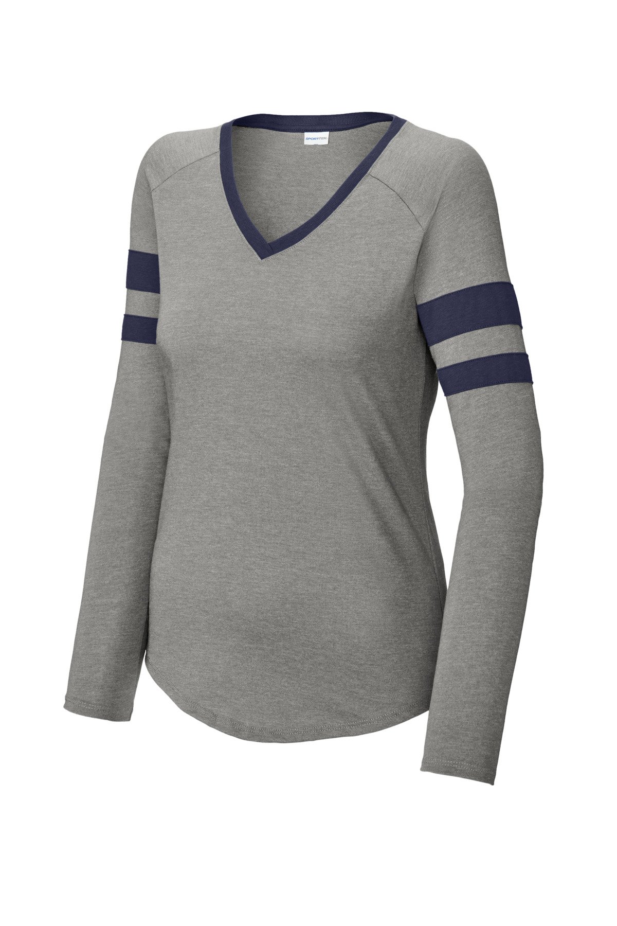 Sport-Tek ®  Women's Halftime Stripe Long Sleeve V-Neck Tee LST6043 - Image 3