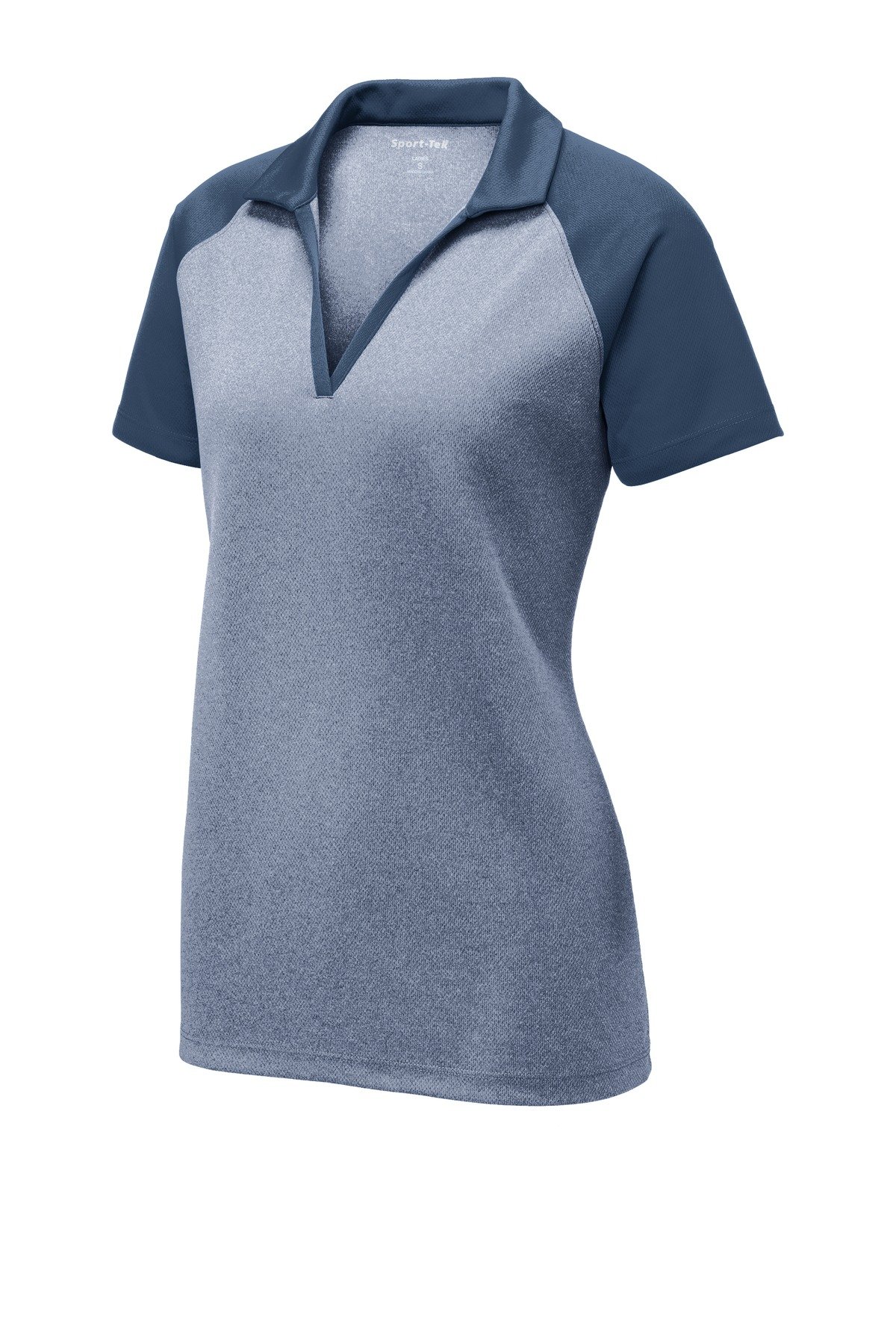 DISCONTINUED Sport-Tek ® Women's PosiCharge ® RacerMesh ® Raglan Heather Block Polo. LST641 - Image 3