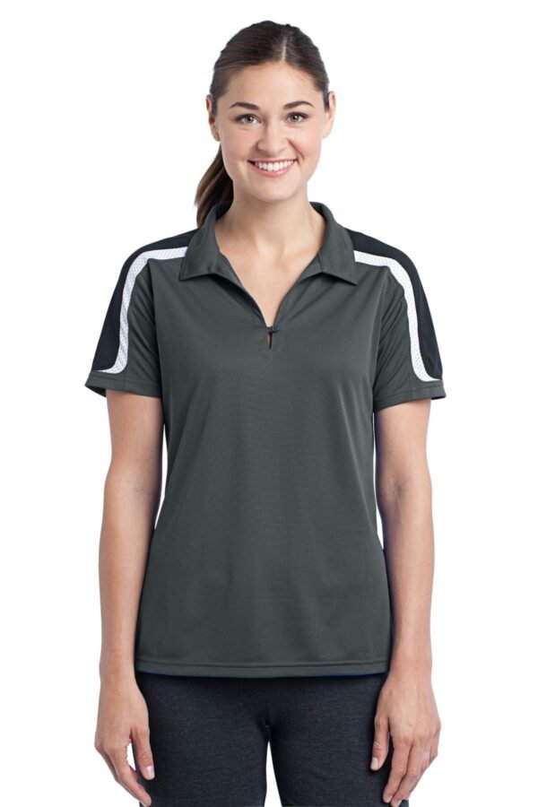 DISCONTINUED Sport-Tek ® Ladies Tricolor Shoulder Micropique Sport-Wick ® Polo. LST658