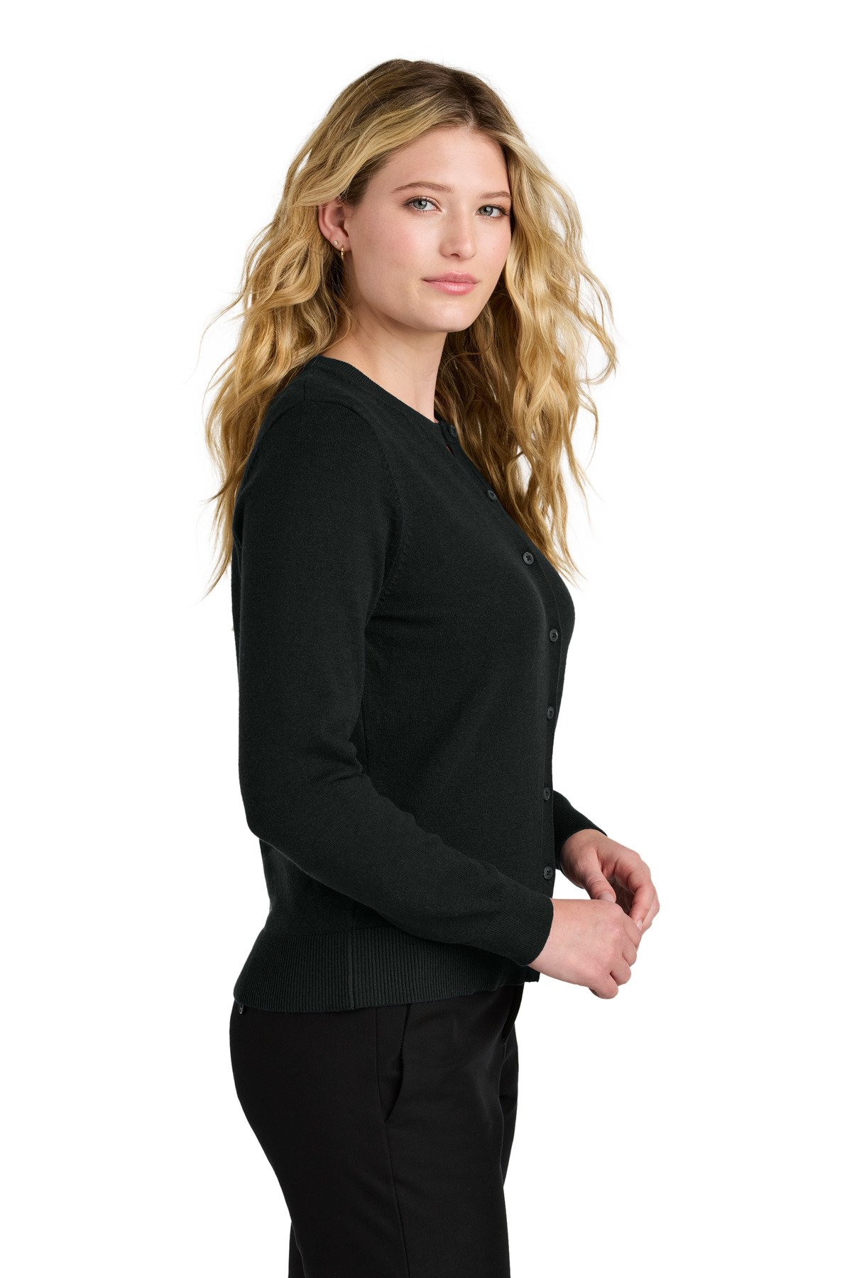 Port Authority ® Women's Easy Care Crewneck Cardigan Sweater LSW2870 - Image 2