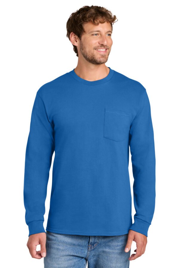 Port & Co   Tall Long Sleeve Essential Pocket Tee. PC61LSPT