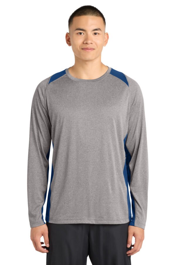 Sport-Tek ® Long Sleeve Heather Colorblock Contender Tee. ST361LS