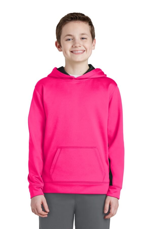 Sport-Tek ® Youth Sport-Wick ® Fleece Colorblock Hooded Pullover. YST235