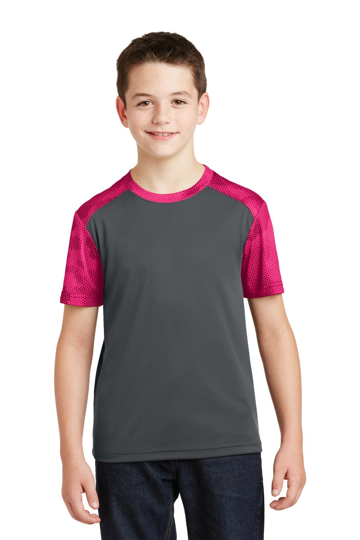 DISCONTINUED Sport-Tek ® Youth CamoHex Colorblock Tee. YST371