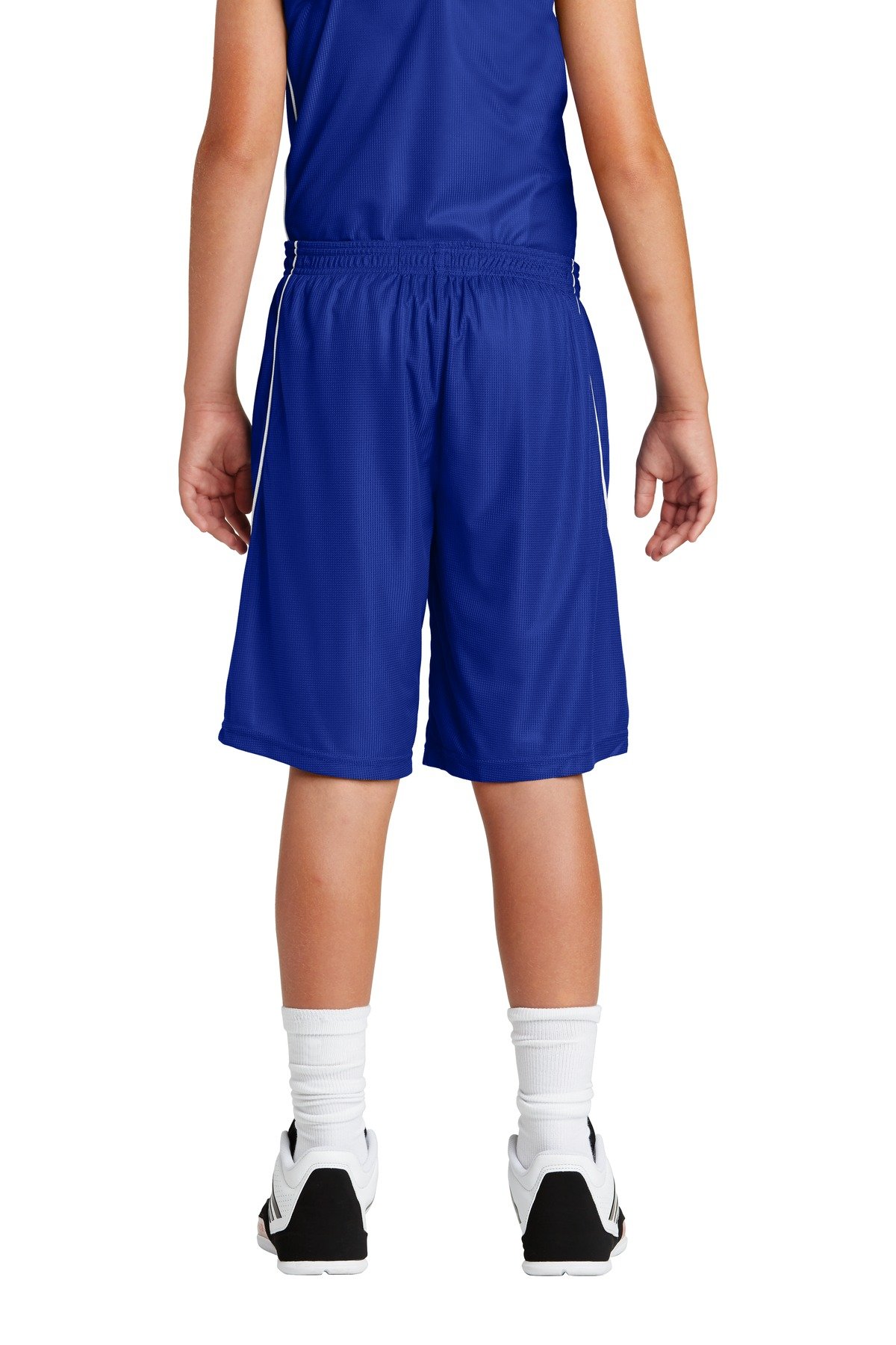 DISCONTINUED Sport-Tek ® Youth PosiCharge ® Mesh Reversible Spliced Short. YT565 - Image 2